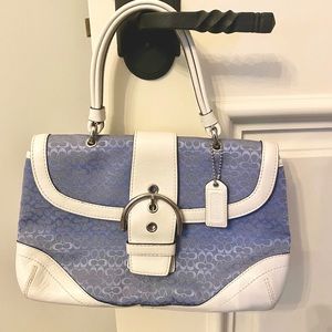 Vintage blue and white coach soho bag
